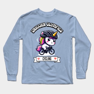 Cycling Unicorn Olympics 🦄 - Pedal Power! Long Sleeve T-Shirt